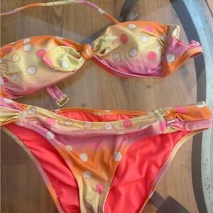 Victoria's Secret Orange and Pink Polka Dot Bikini